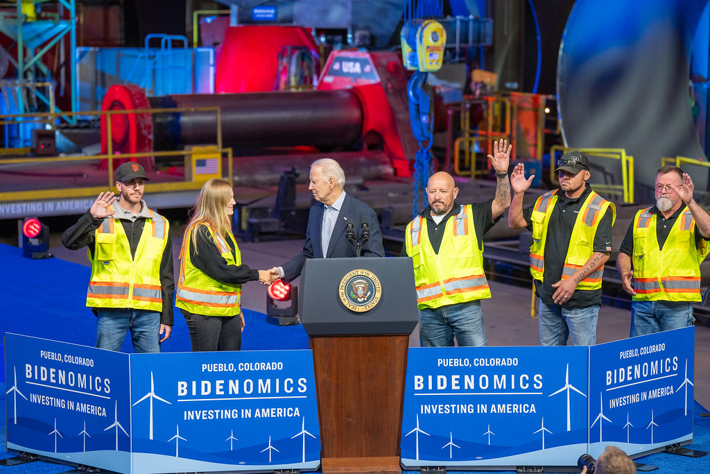 Joe Biden at the CS Wind manufaturing plant in Pueblo, CO